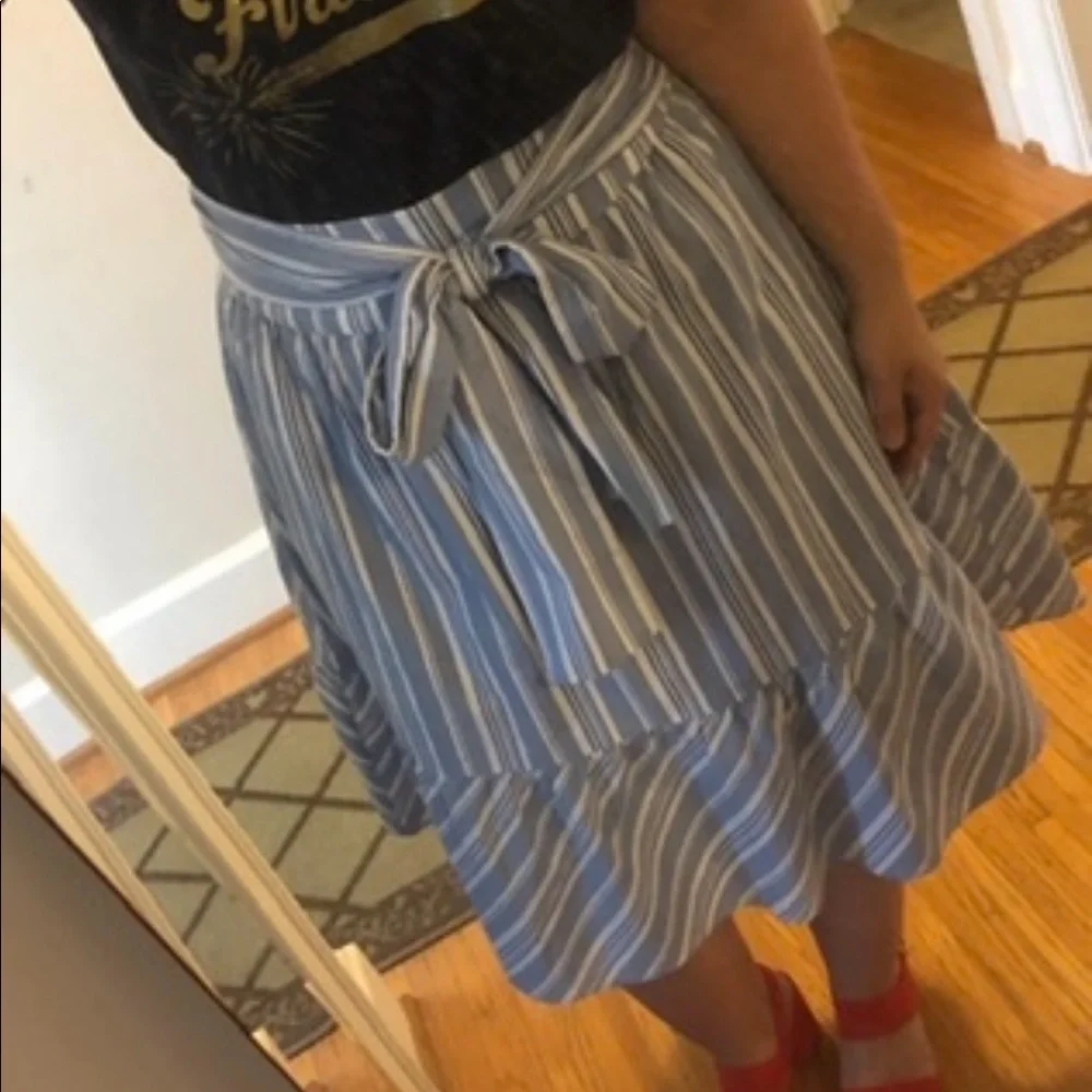 J. Crew striped bow midi skirt